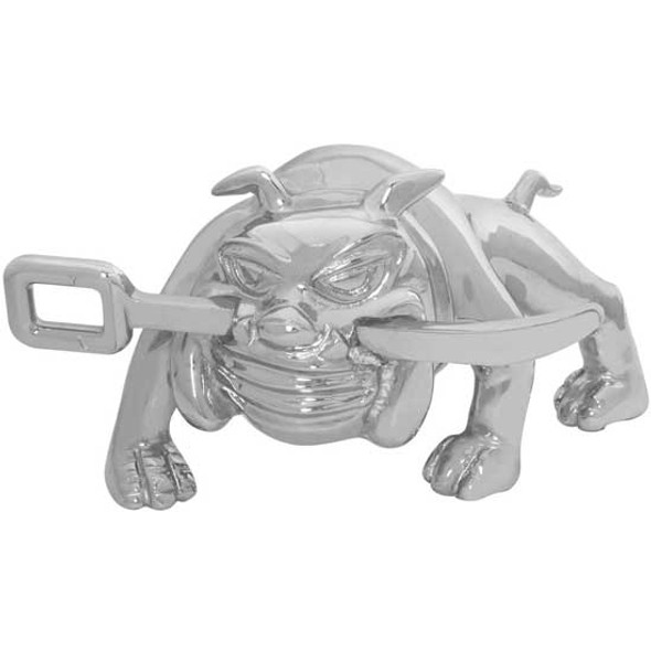Bulldog W/ Winch Bar Hood Ornament Chrome