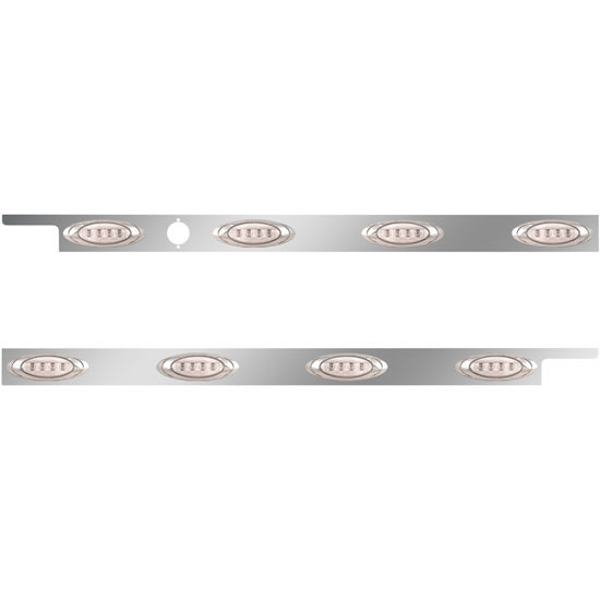 2. 5 Inch Stainless Steel Cab Panel W/ 4 P1 Amber/Clear LED Lights W/ 1 Hole For Block Heater For Peterbilt 567, 579 - Pair