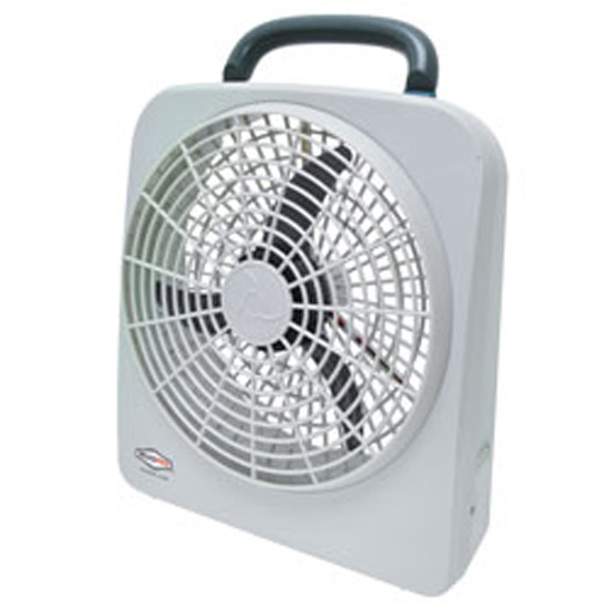RoadPro 10 Inch Portable Box Fan - 12 Volt Or Battery Operated