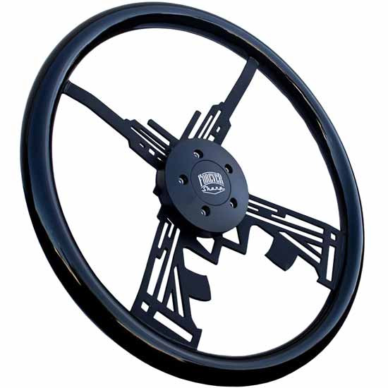 18 Inch Black Hawkeye Bullpup AR Spoke Black Wood Steering Wheel