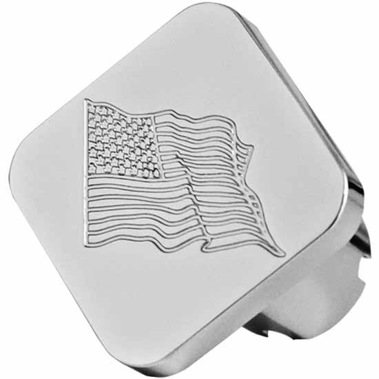 Chrome-Plated Aluminum Square Knob With USA Flag Engraved