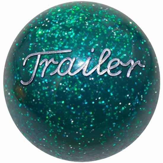 2.125 Inch Green Glitter Engraved Trailer Brake Knob For Threaded Dash Air Brake Valve