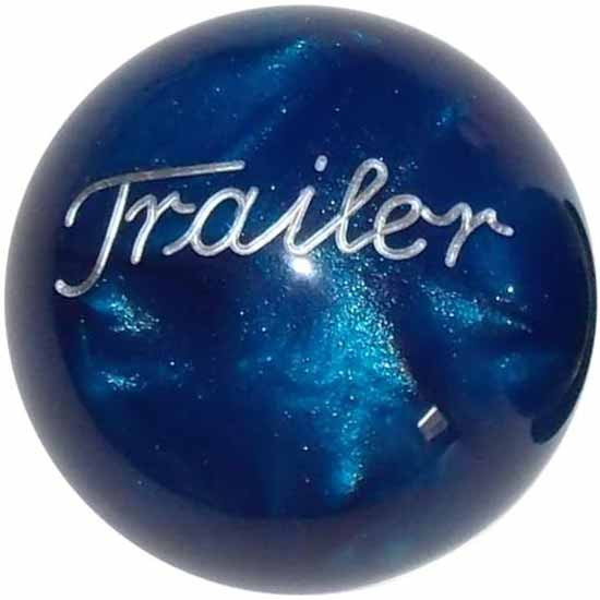 2.125 Inch Pearl Blue Engraved Trailer Brake Knob For Threaded Dash Air Brake Valve