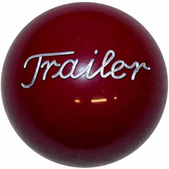 2.125 Inch Solid Burgundy Engraved Trailer Brake Knob For Threaded Dash Air Brake Valve