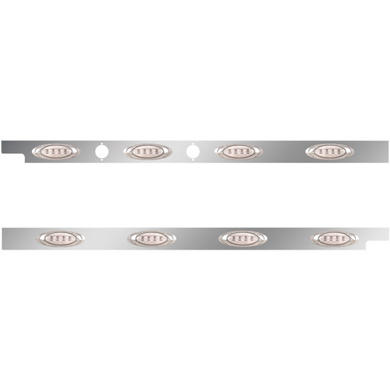 2.5 Inch Stainless Steel Cab Panel W/ 4 P1 Amber/Clear LED Lights W/ 2 Holes For Dual Block Heater Plugs For Peterbilt 567, 579 W/ Rear Mount Or Horizontal Exhaust- Pair