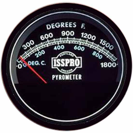 Isspro 3 Inch Type J Pyrometer Kit 0-1800F W/ Black Bezel, Black Face, Red Pointer, 10 Ft. Wiring