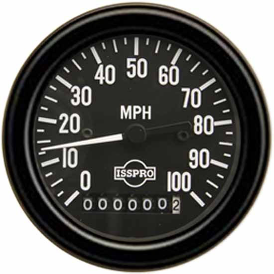 Isspro 3.375 Inch Electric Speedometer 0-100 MPH W/ Odometer, Black Bezel