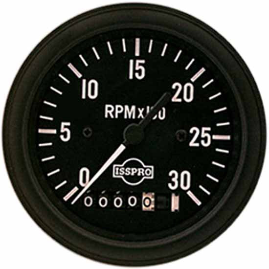 Isspro 3.375 Inch Electric Tachometer 0-3K W/ Resettable Hourmeter, Black Face, White Pointer, Black Bezel