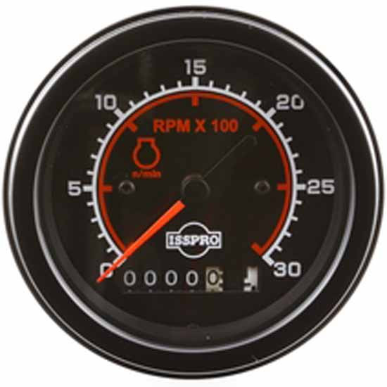 Isspro 3.375 Inch Electric Tachometer 0-3K W/ Hourmeter, Black Face, Red Pointer, Black Bezel