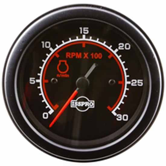 Isspro 3.375 Inch Electric Tachometer 0-3K W/O Hourmeter W/ Black Face, Red Pointer, Black Bezel