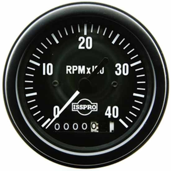 Isspro 3.375 Inch Electric Programmable Tachometer 0-1K W/ Hourmeter W/ Black Face, White Pointer, Black Bezel