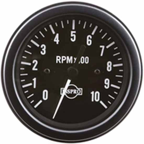 Isspro 3.375 Inch Electric Tachometer 0-1K W/O Hourmeter W/ Black Face, White Pointer, Black Bezel