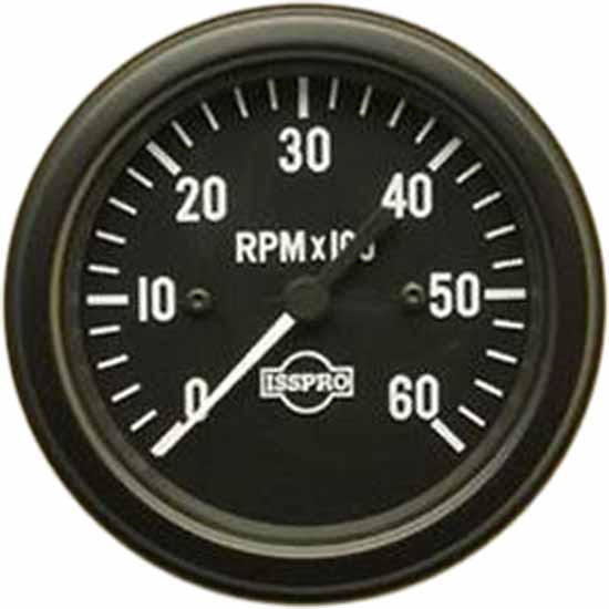 Isspro 3.375 Inch Electric Tachometer 0-6K W/O Hourmeter W/ Black Face, White Pointer, Black Bezel