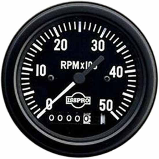 Isspro 3.375 Inch Electric Tachometer 0-5K W/ Hourmeter, Black Face, White Pointer, Black Bezel