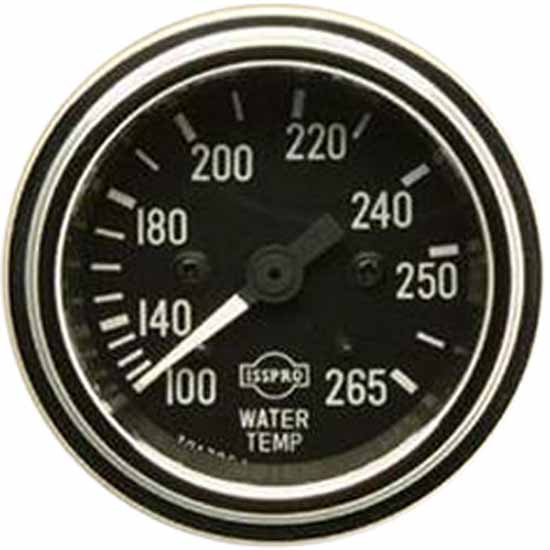 Isspro 2-1/16 Inch Mechanical Water Temp. Gauge 100-265F W/ 48 Inch Capillary, Black Face, White Pointer, Chrome Bezel