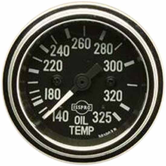 Isspro 2-1/16 Inch Mechanical Oil Temp. Gauge 140-325F W/ 72 Inch Capillary, Black Face, White Pointer, Chrome Bezel