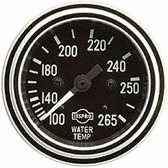 Isspro 2-1/16 Inch Mechanical Water Temp. Gauge 100-265F W/ 216 Inch Capillary, Black Face, White Pointer, Chrome Bezel