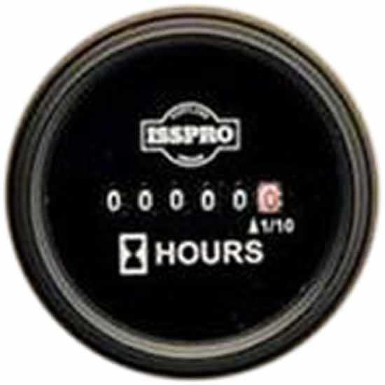 Isspro 2-1/16 Inch Hourmeter Gauge 10-80 VDC W/ Black Face, Black Bezel