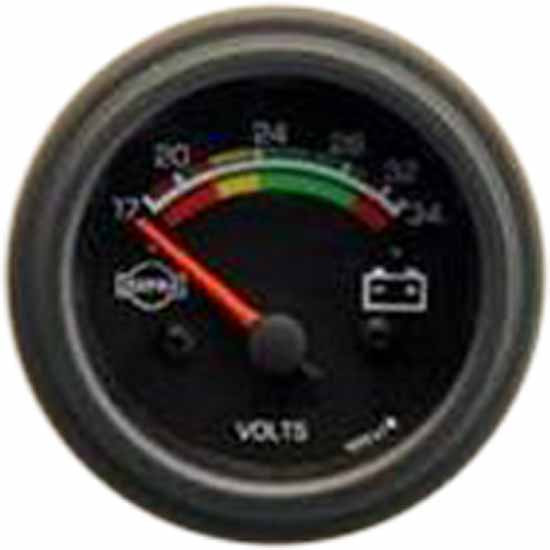 Isspro 24V Voltmeter W/ Black Face, Red Pointer, Black Bezel