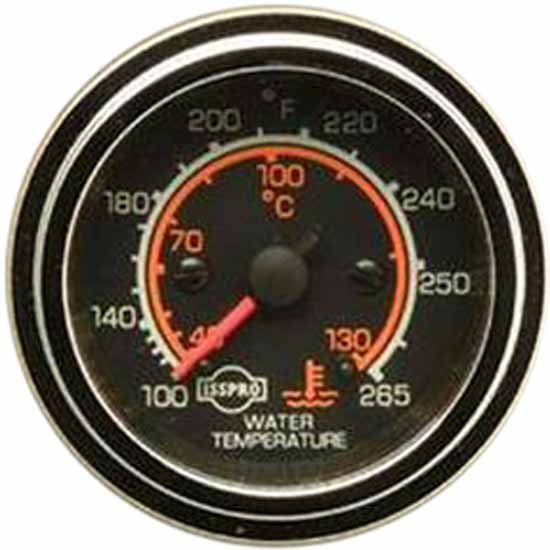 Isspro 2-1/16 Inch Mechanical Water Temperature Gauge 100-265F W/ 48 Inch Capillary, Black Face, Red Pointer, Chrome Bezel
