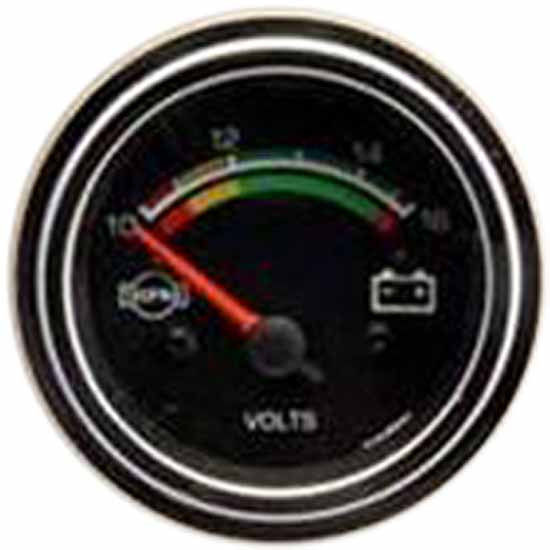 Isspro Voltmeter 12 VDC/10-16 VDC W/ Black Face, Red Pointer, Color-Coded Dial, Chrome Bezel