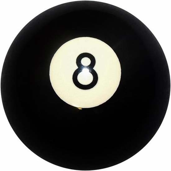 2.25 Inch Solid Black Billiard 8 Ball Brake Knob For Threaded Dash Air Brake Valve