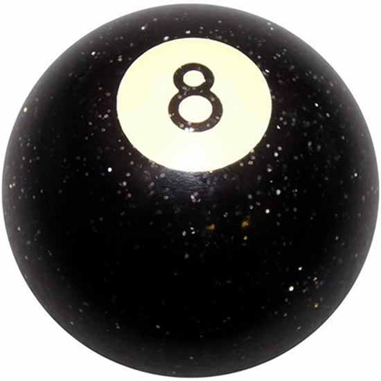 2.25 Inch Black Glitter Billiard 8 Ball Brake Knob- Threaded