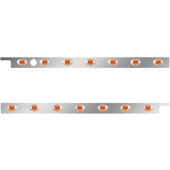 2.5 Inch Stainless Steel Cab Panel W/ 7 P3 Amber/Amber Lights, 1 Block Heater Opening For Peterbilt 567, 579