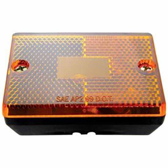 Rectangular Marker Light W/ Reflex Lens, Black Housing - Amber Lens