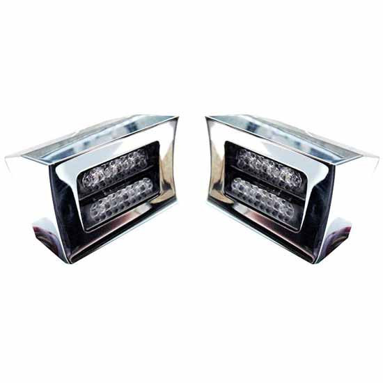Chrome-Plated Billet Aluminum Turn Signal Light W/ Amber, Red LEDs - Pair