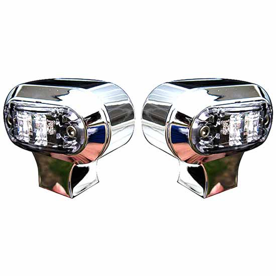 Chrome-Plated Billet Aluminum Marker Light W/ Amber, Red LEDs - Pair