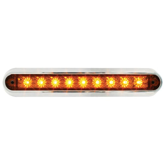 6.5 Inch Surface Mount Amber LED Light Bar W/ Chrome Plastic Base
