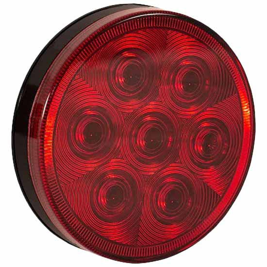 4 Inch Round 7 Diode Red LED Stop/Turn/Tail Light Kit Includes Plug, Grommet