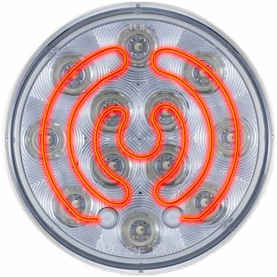 4 Inch 12 Diode Red LED Clear Lens Round Heated Stop, Turn, Tail Light