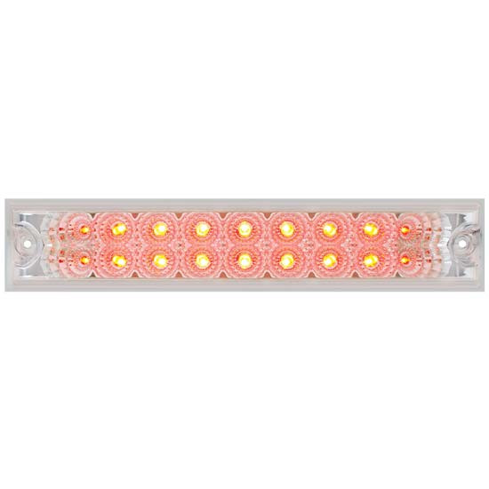 Red/Clear Low Profile LED Light Bar, 10 Inch, With 18 Diodes, Signals Stop, Tail, Turn, Spyder Series