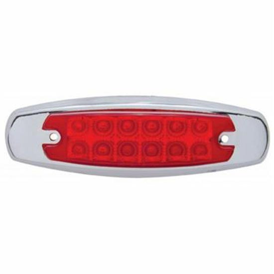 12 LED Reflector Rectangular Clearance/Marker Light W/Bezel - Red LED/ Red Lens