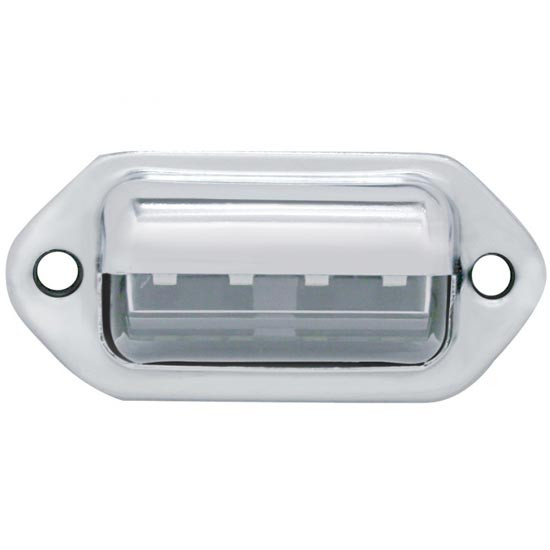 Chrome License Plate Light, White 4 Diode, 2.5 X 1.125 X 1 Inch