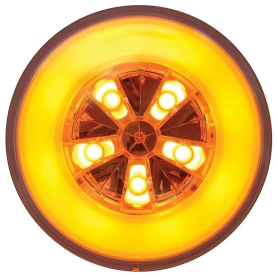 4 Inch Round 18 Diode GLO Amber LED Light Amber Lens