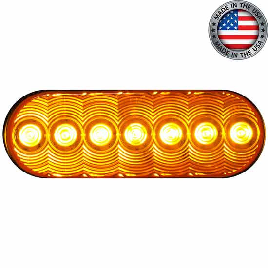 7 Diode White LED Oval Turn & Marker Lamp Amber Lens