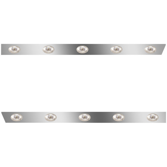 3 X 43.125 Inch Stainless Cab Panel W/ 5 P3 Amber/Clear LED Lights For Peterbilt 378/379/388/389 - Pair
