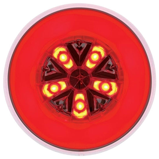 4 Inch Round 18 Diode GLO Red LED Light Red Lens