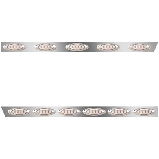 3 Inch Stainless Cab Panel W/ 11 Total 5/6 Amber/Clear P1 Lights For Peterbilt 389 131 BBC - Pair