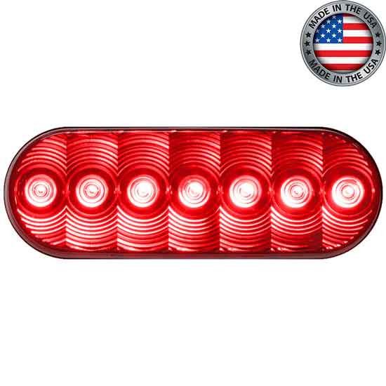 7 Diode Oval LumenX White LED Stop, Tail & Turn Light Red Lens
