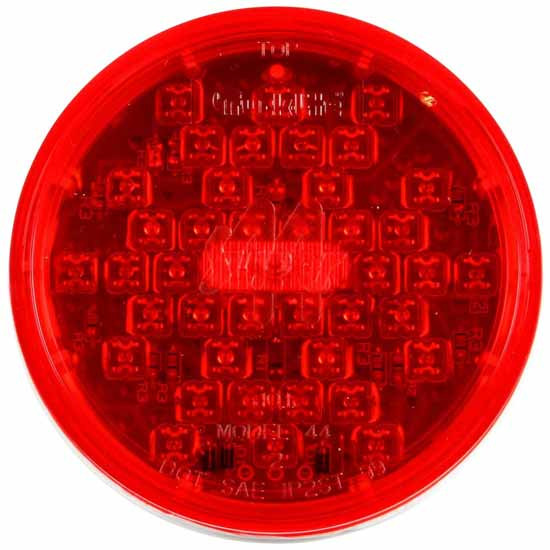 4 Inch 42 Diode Round Low Profile LED W/ Grommet Mount - Red Lens / Red LED