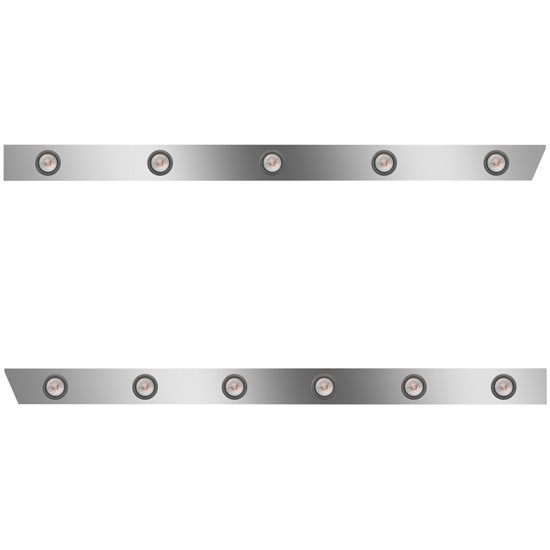 3 Inch Stainless Cab Panel W/ 11 Total Amber/Clear 2 Inch Round Lights For Peterbilt 389 131 BBC - Pair