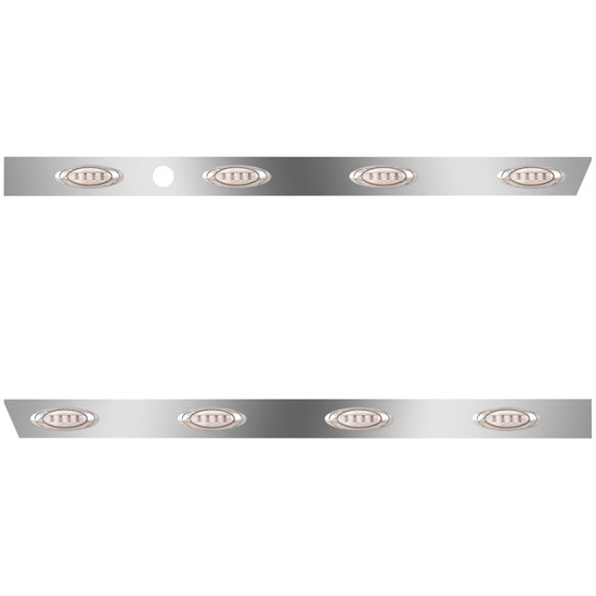 3 In. Stainless Ext. Cab Panel W/ 8 Amber/Clear P1 Lights, Block Heater Plug Hole For Peterbilt 389 131 BBC