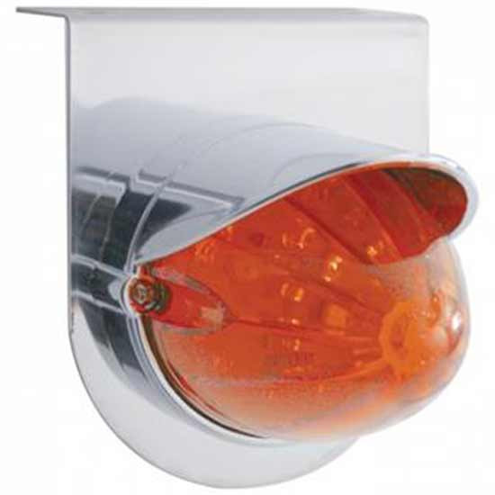 SS Light Bracket W/ 19 LED Bullet Style Grakon 1000 Light & Visor - Amber LED / Dark Amber Lens
