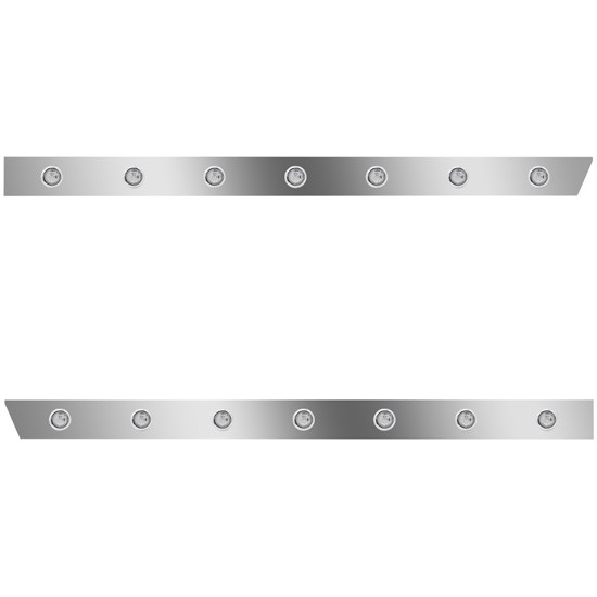 4 Inch Stainless Cab Panels W/ 14 Total Amber/Clear 3/4 Inch Round LED Lights For Peterbilt 378, 379, 388 & 389/Glider