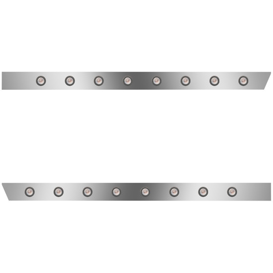 4 Inch Stainless Extended Cab Panels W/ 16 Amber/Clear 2 Inch Round LED Lights For Peterbilt 378, 379, 388, 389