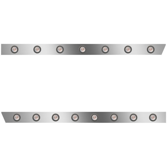 4 Inch Stainless Cab Panels W/ 15 Total Amber/Clear 2 Inch Round LED Lights For Peterbilt 389 131 BBC